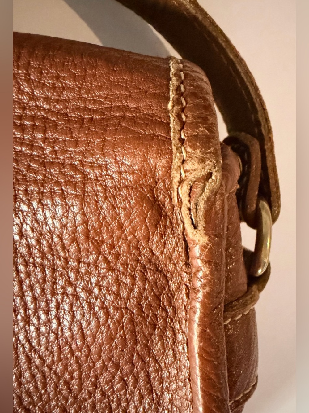 Longchamp Brown Leather Crossbody/Shoulder  Saddle Bag with Buckle - Picture 7 of 7